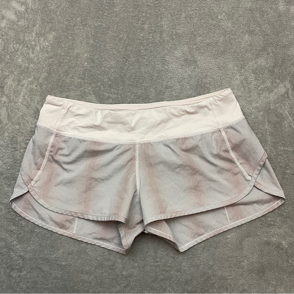 Lululemon Hotty Hot Shorts Women Size 8 Gray Pink Glitter Lined Athletic Short